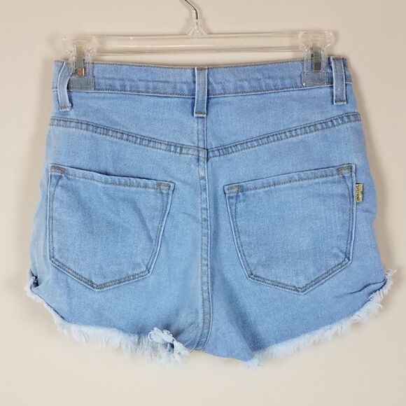 Vibrant M.I.U Rose Embroidered Denim Shorts - Picture 5 of 9